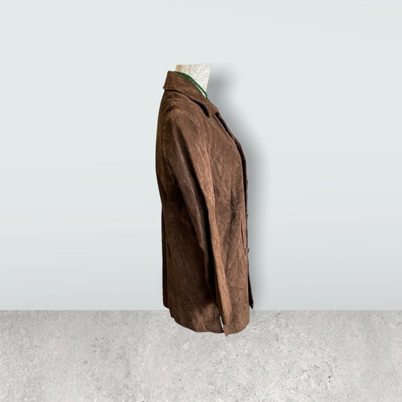 Women’s Relativity Deep brown suede long jacket size medium. - Picture 2 of 7